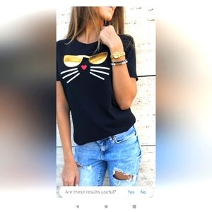 Karl Lagerfeld Women's Choupette Cat WhiskersBlack Short Sleeve T-Shirt | Large